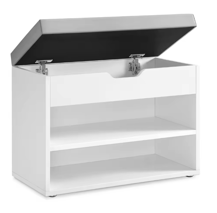 Schoenenbank met Kussen – 3-Laags Schoenenrek en Opbergruimte, 30×60×44 cm