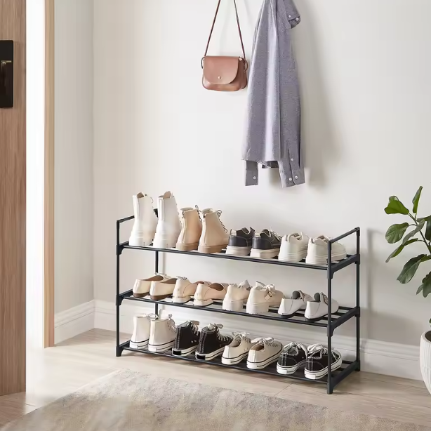 3-laags Metalen Schoenenrek – Stapelbaar Schoenenorganizer voor 12–15 Paar Schoenen