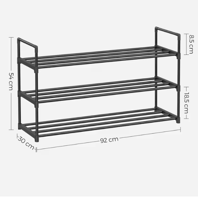 3-laags Metalen Schoenenrek – Stapelbaar Schoenenorganizer voor 12–15 Paar Schoenen