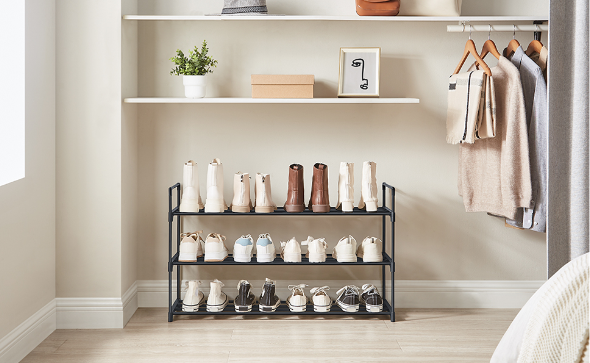 3-laags Metalen Schoenenrek – Stapelbaar Schoenenorganizer voor 12–15 Paar Schoenen