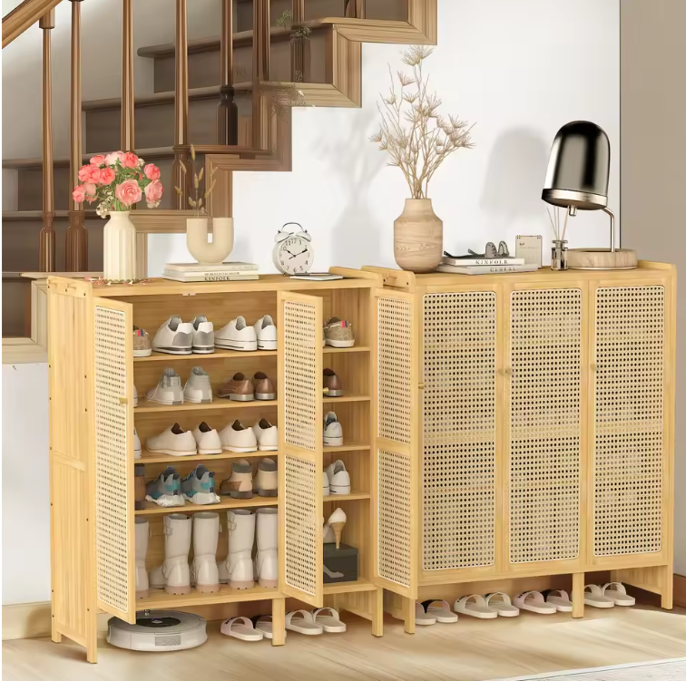 Bamboe Schoenenkast met Deuren – 6 Lagen en 20 Paar Opbergcapaciteit