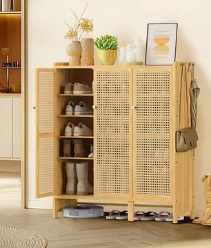 Bamboe Schoenenkast met Deuren – 6 Lagen en 20 Paar Opbergcapaciteit