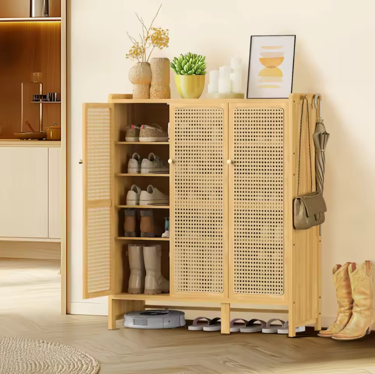 Bamboe Schoenenkast met Deuren – 6 Lagen en 20 Paar Opbergcapaciteit