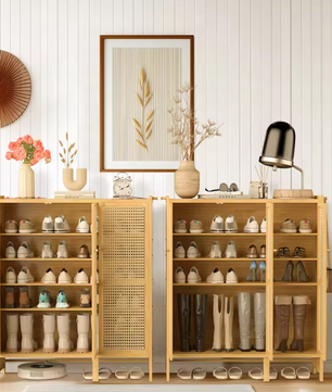 Bamboe Schoenenkast met Deuren – 6 Lagen en 20 Paar Opbergcapaciteit