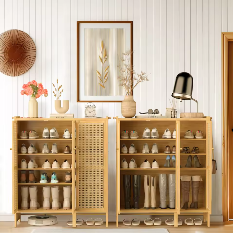 Bamboe Schoenenkast met Deuren – 6 Lagen en 20 Paar Opbergcapaciteit