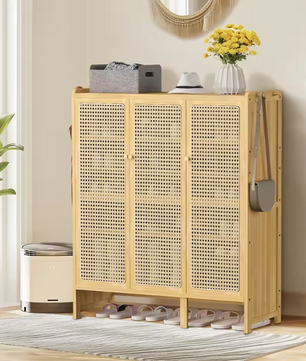 Bamboe Schoenenkast met Deuren – 6 Lagen en 20 Paar Opbergcapaciteit