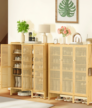 Bamboe Schoenenkast met Deuren – 6 Lagen en 20 Paar Opbergcapaciteit