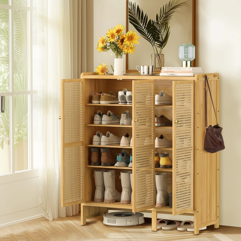 Bamboe Schoenenkast met Deuren – 6 Lagen en 20 Paar Opbergcapaciteit