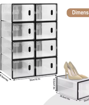 Transparante Zwarte Schoenenboxen – Stapelbare Schoenenopbergers met Magnetische Deur (Set van 8/12/18)