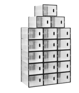 Transparante Zwarte Schoenenboxen – Stapelbare Schoenenopbergers met Magnetische Deur (Set van 8/12/18)