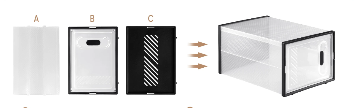 Transparante Zwarte Schoenenboxen – Stapelbare Schoenenopbergers met Magnetische Deur (Set van 8/12/18)