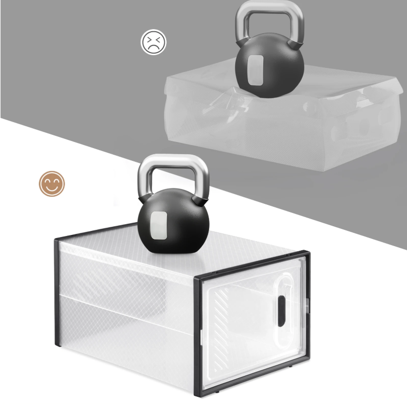 Transparante Zwarte Schoenenboxen – Stapelbare Schoenenopbergers met Magnetische Deur (Set van 8/12/18)
