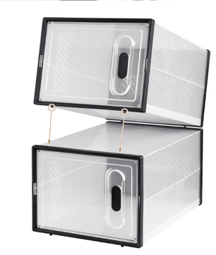 Transparante Zwarte Schoenenboxen – Stapelbare Schoenenopbergers met Magnetische Deur (Set van 8/12/18)