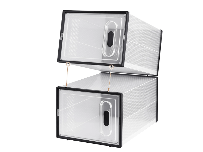 Transparante Zwarte Schoenenboxen – Stapelbare Schoenenopbergers met Magnetische Deur (Set van 8/12/18)