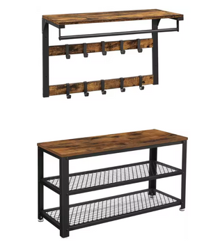 Wandkapstok en Schoenenbank Set – Compleet Opbergsysteem voor Hal en Entree