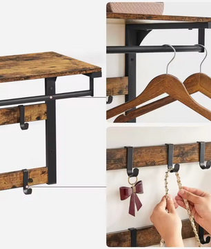 Wandkapstok en Schoenenbank Set – Compleet Opbergsysteem voor Hal en Entree
