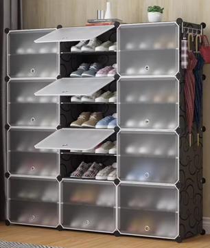 Schoenenrek met 48 Vakjes – Modulair Schoenenkast Systeem met 3×8 Lagen