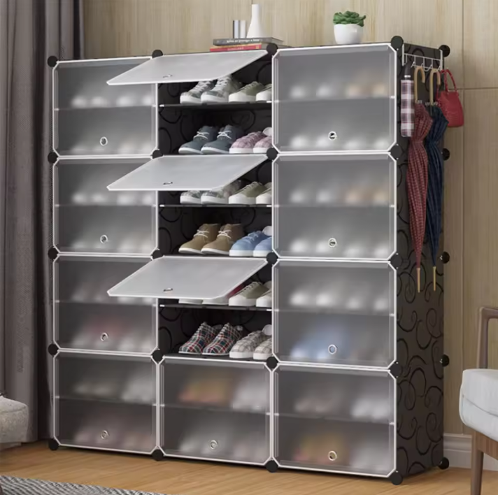 Schoenenrek met 48 Vakjes – Modulair Schoenenkast Systeem met 3×8 Lagen