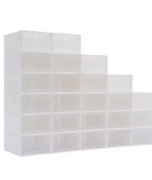 Set van 24 Transparante Schoenenboxen – Stapelbare Opbergdozen met Deur