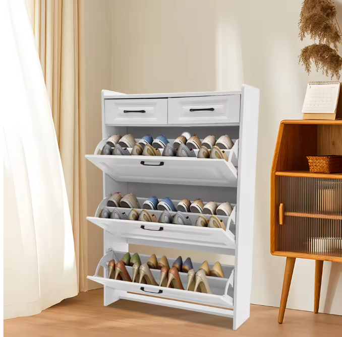 Schoenenkast met 5 Lades – Vrijstaand Flip-Design Schoenenorganizer voor Hal en Woning