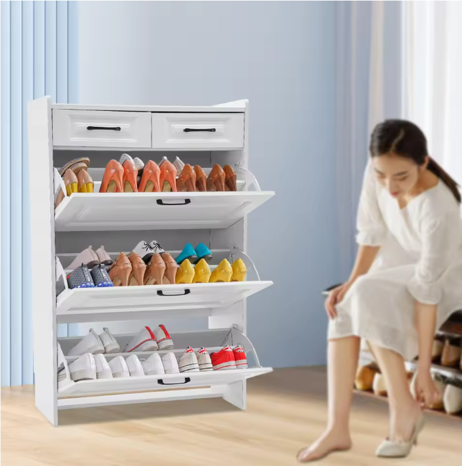 Schoenenkast met 5 Lades – Vrijstaand Flip-Design Schoenenorganizer voor Hal en Woning