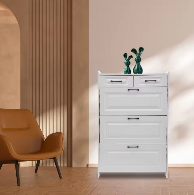 Schoenenkast met 5 Lades – Vrijstaand Flip-Design Schoenenorganizer voor Hal en Woning