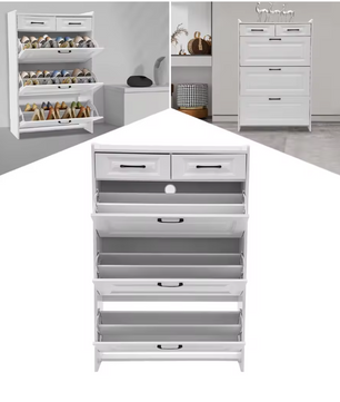 Schoenenkast met 5 Lades – Vrijstaand Flip-Design Schoenenorganizer voor Hal en Woning