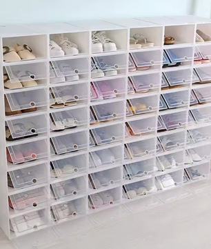 Set van 20/24 Transparante Schoenenboxen – Vouwbare Flip-Opbergdozen en Stapelbare Schoenenorganizers