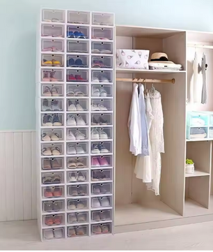 Set van 20/24 Transparante Schoenenboxen – Vouwbare Flip-Opbergdozen en Stapelbare Schoenenorganizers