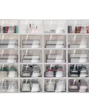 Set van 20/24 Transparante Schoenenboxen – Vouwbare Flip-Opbergdozen en Stapelbare Schoenenorganizers