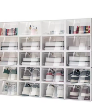 Set van 20/24 Transparante Schoenenboxen – Vouwbare Flip-Opbergdozen en Stapelbare Schoenenorganizers