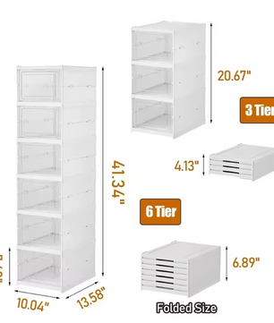 6-Lagen Transparante Schoenenbox – Vouwbare en Stapelbare Schoenenorganizer