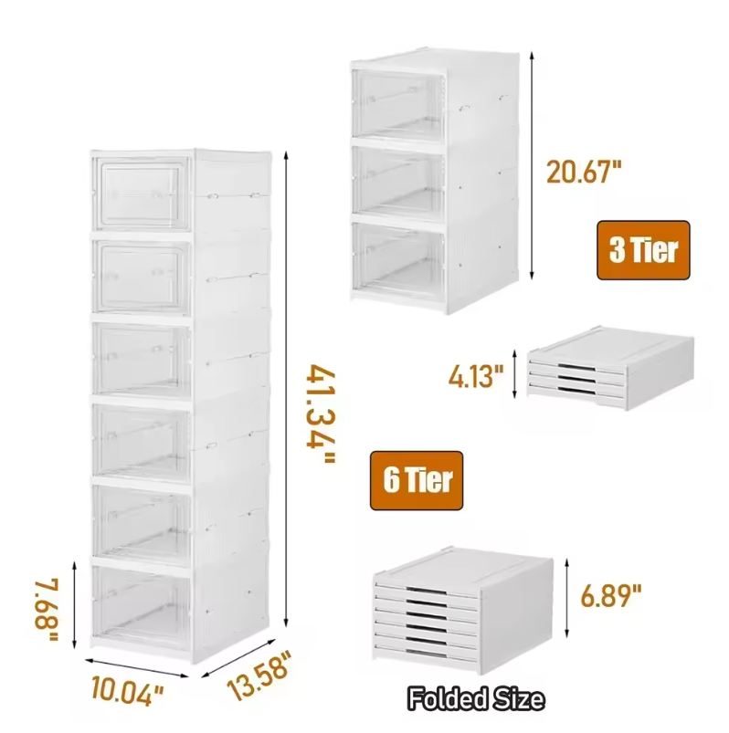 6-Lagen Transparante Schoenenbox – Vouwbare en Stapelbare Schoenenorganizer