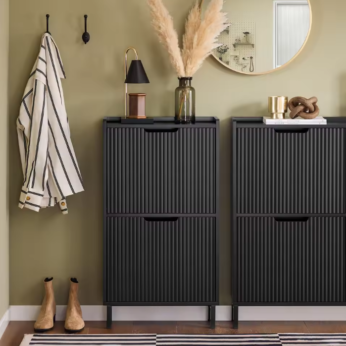 Smalle Schoenenkast met 2 Kleppen – Moderne Opbergkast voor Hal en Entree