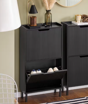 Smalle Schoenenkast met 2 Kleppen – Moderne Opbergkast voor Hal en Entree