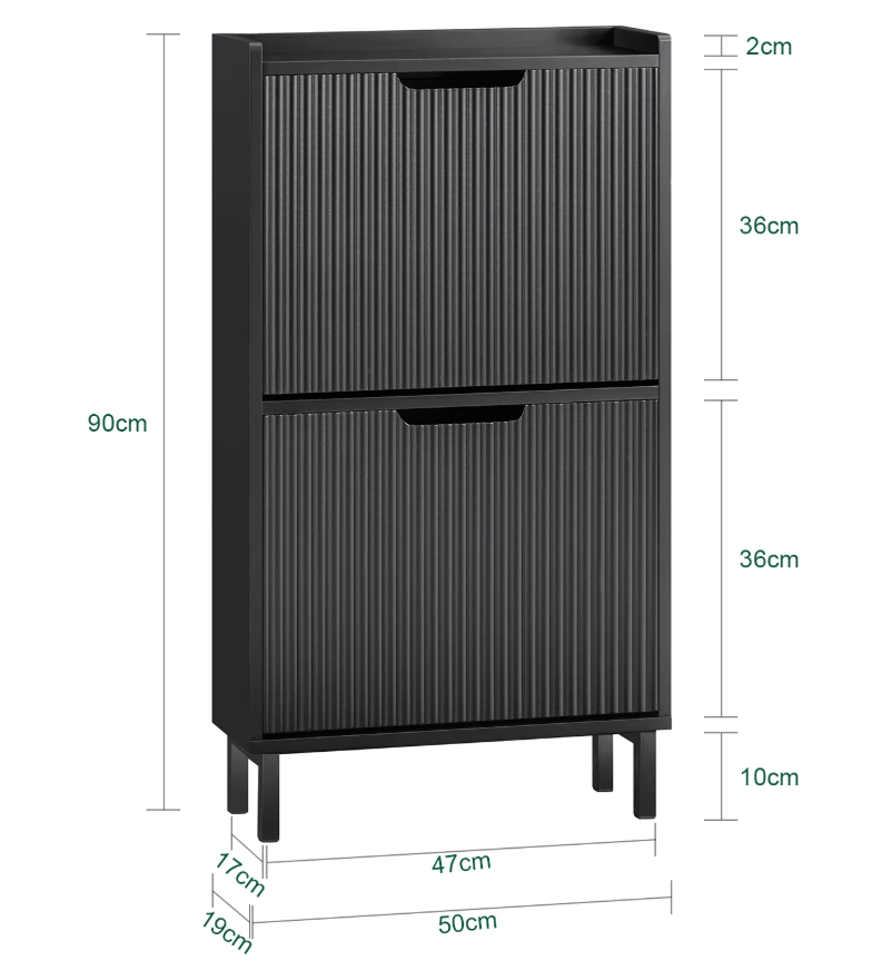 Smalle Schoenenkast met 2 Kleppen – Moderne Opbergkast voor Hal en Entree