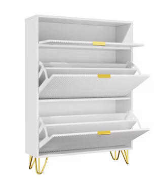 Schoenenkast met Lade en Deuren – Smal Wit Schoenenrek 80×24×118.5 cm