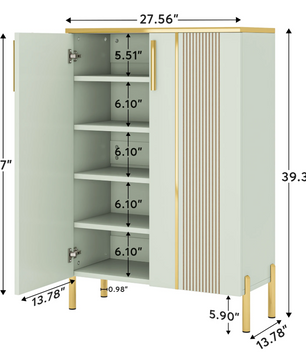 6-laags Schoenenkast met Deuren – Houten Schoenenkast met Verstelbare Planken voor Hal, Slaapkamer en Entree