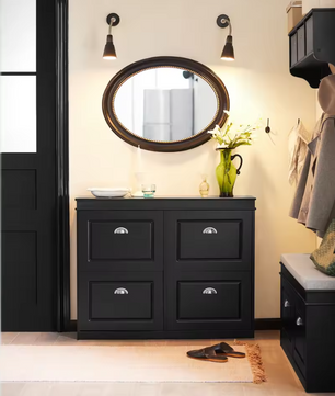 Schoenenkast met 4 Kleppen – Smalle Schoenenkast met 8 Opbergvakken, Wit MDF