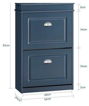 Schoenenkast met 4 Kleppen – Smalle Schoenenkast met 8 Opbergvakken, Wit MDF