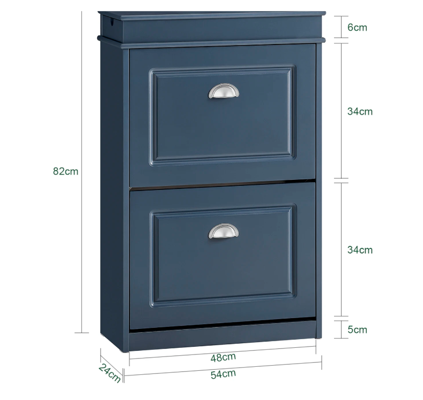 Schoenenkast met 4 Kleppen – Smalle Schoenenkast met 8 Opbergvakken, Wit MDF