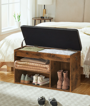 Schoenenbank met 3 Vakken – Opbergbank met Zitting en Extra Opbergruimte