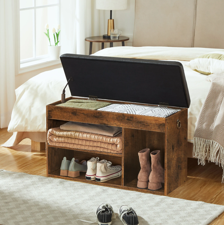 Schoenenbank met 3 Vakken – Opbergbank met Zitting en Extra Opbergruimte