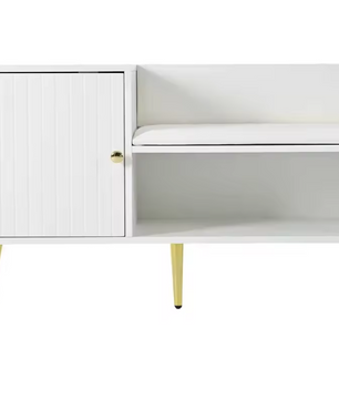 Moderne Witte Schoenenbank met Opbergruimte en Rugleuning – Luxe Zitbank voor Hal