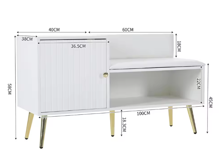 Moderne Witte Schoenenbank met Opbergruimte en Rugleuning – Luxe Zitbank voor Hal