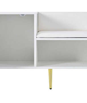 Moderne Witte Schoenenbank met Opbergruimte en Rugleuning – Luxe Zitbank voor Hal