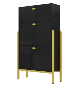 Dubbele Schoenenkast met Lade – Modern Design en Gouden Details