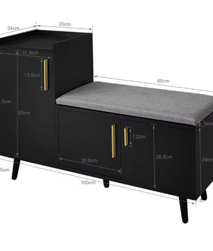 Schoenenkast met Zitbank – 3 Deuren en Verstelbare Opbergruimte