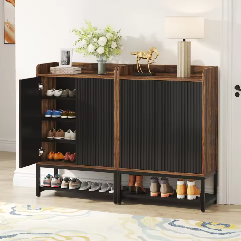 5-Laags Schoenenkast met Deuren – Smal Ontwerp en Houten Opbergkast