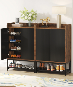 5-Laags Schoenenkast met Deuren – Smal Ontwerp en Houten Opbergkast